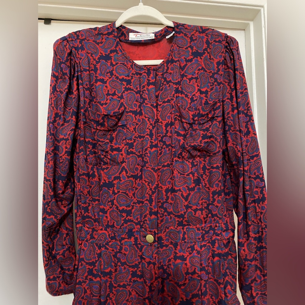 Talbots Red and Black Sheath Dress Long Sleeve - Picture 2 of 4